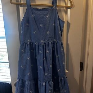 Cat & Jack Denim Blue Kids Dress with White Floral